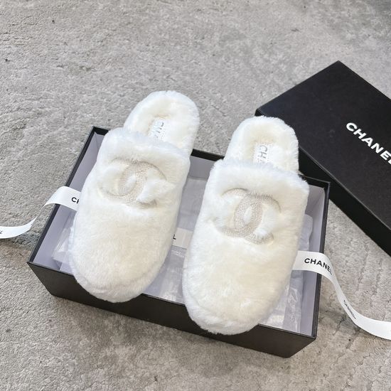 Chanel Soft Fluffy Wool Upper Casual Slippers