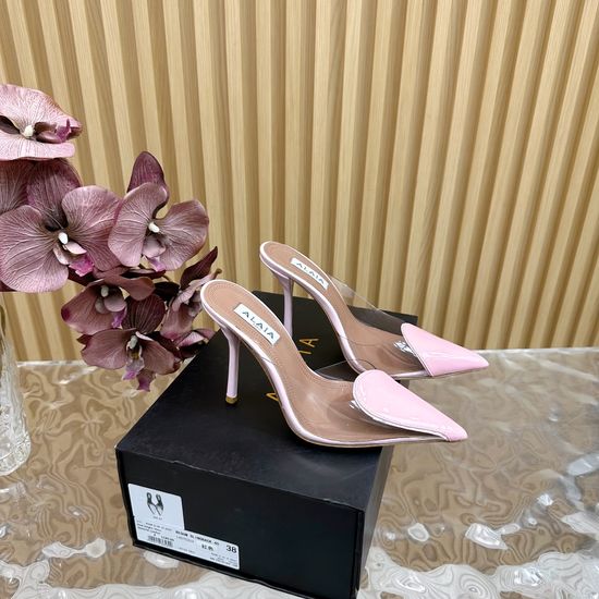 Alaia Peep Toe High Heel Sandals Mesh Upper Sheepskin Lining