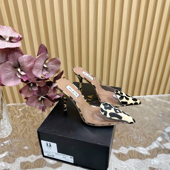 Alaia Peep Toe High Heel Sandals Mesh Upper Sheepskin Lining