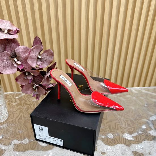 Alaia Peep Toe High Heel Sandals Mesh Upper Sheepskin Lining