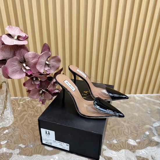 Alaia Peep Toe High Heel Sandals Mesh Upper Sheepskin Lining