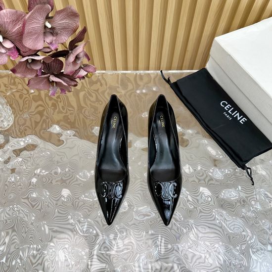Celine Pointed Toe Kitten Heel Elegant Leather Pumps