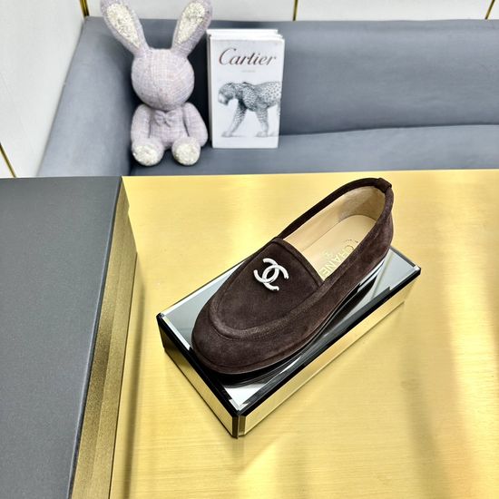 Chanel Comfortable Fuzzy Suede Casual Loafer Shoes