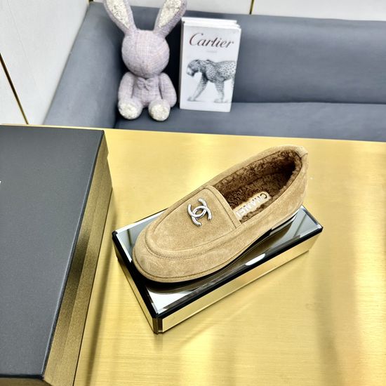 Chanel Fuzzy Suede Loafers with Fleece Lining