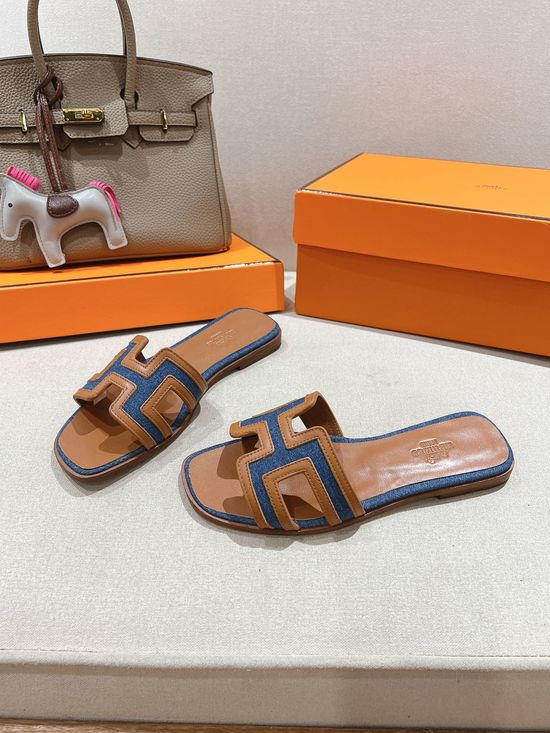 Hermes Calfskin Casual Slides Soft Comfortable Daily Wear Footwear