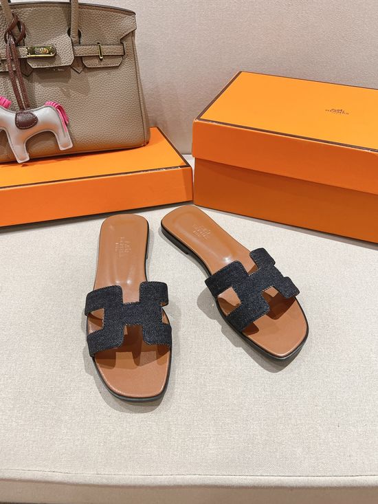 Hermes Calfskin Casual Slides Soft Comfortable Daily Wear Footwear