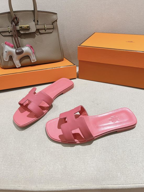 Hermes Calfskin Casual Slides Soft Comfortable Daily Wear Footwear