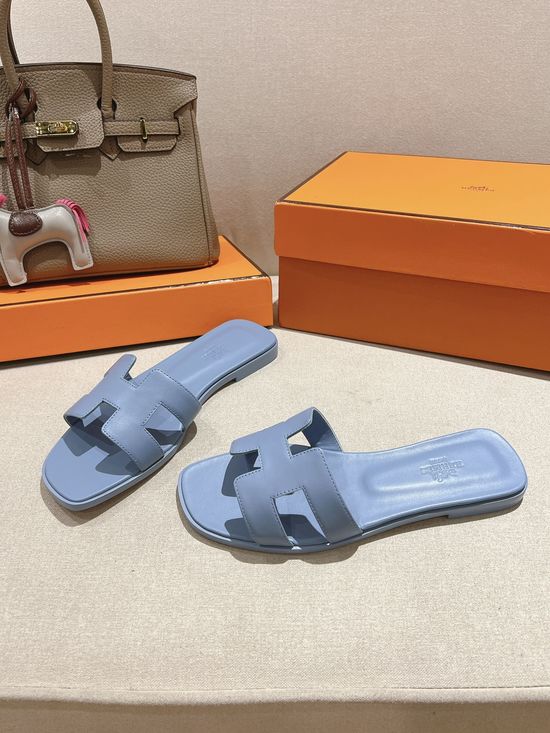 Hermes Calfskin Casual Slides Soft Comfortable Daily Wear Footwear
