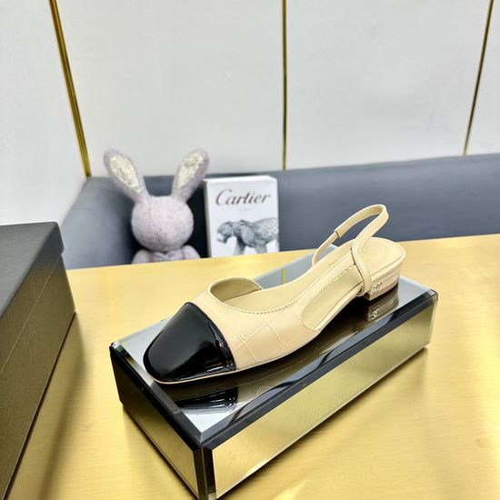 Chanel Classic Two Tone Slingback Comfortable Flat Shoes