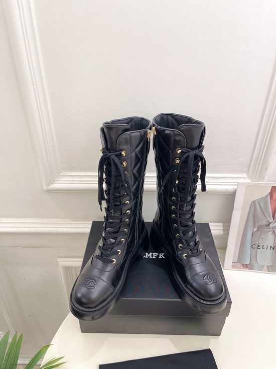 Chanel Chic Leather Ankle Boots with Logo Buckle Detail