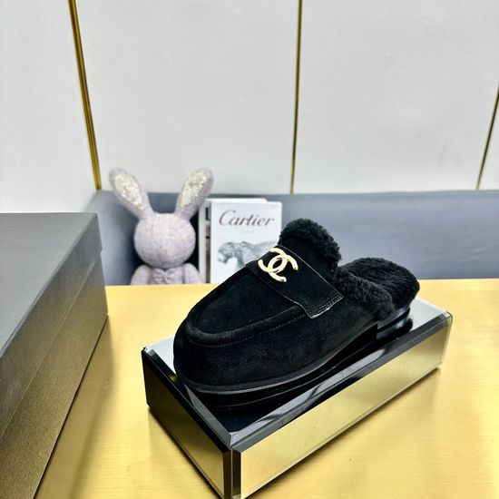 Chanel Sheepskin Lined Platform Slip On Mule Sandals