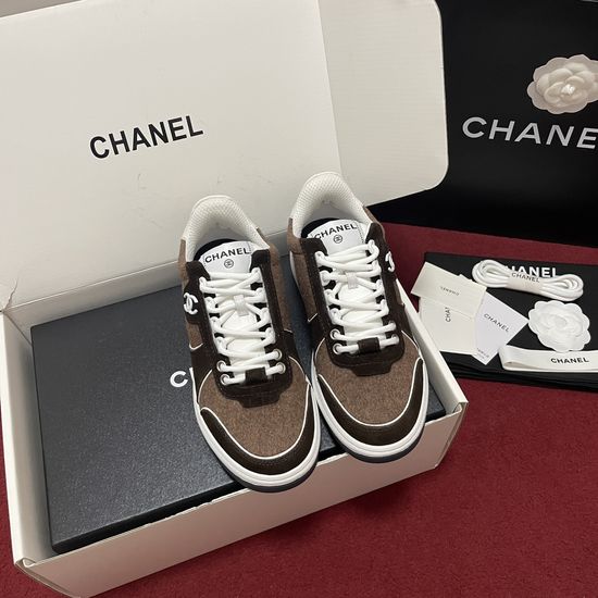Chanel Tweed Colorblock Casual Sneakers Comfortable Fashion