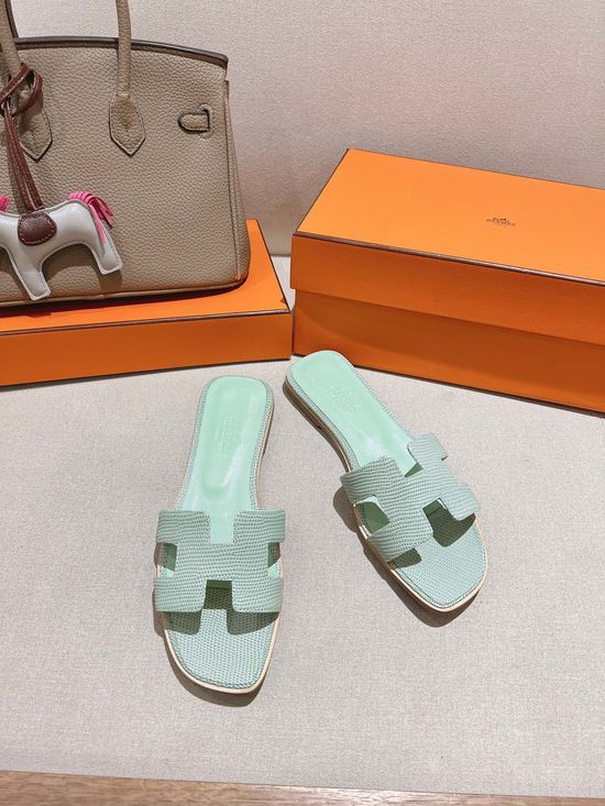 Hermes Lizard Print Cowhide Slide Sandals With Matching Silk Scarves