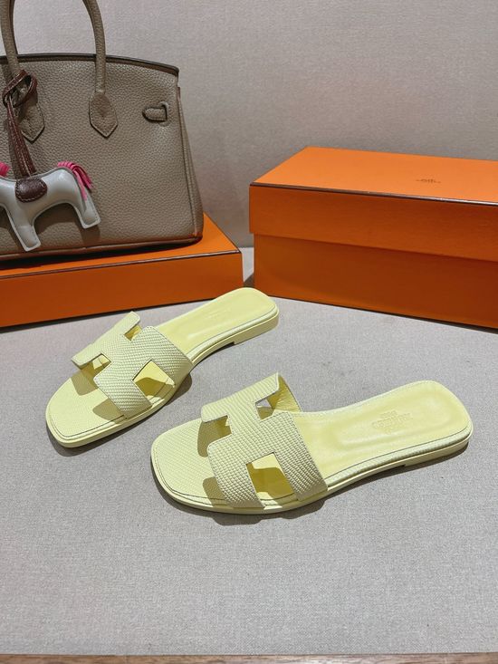 Hermes Lizard Print Cowhide Slide Sandals With Matching Silk Scarves