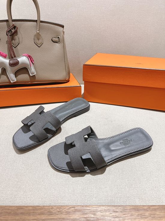 Hermes Lizard Print Cowhide Slide Sandals With Matching Silk Scarves