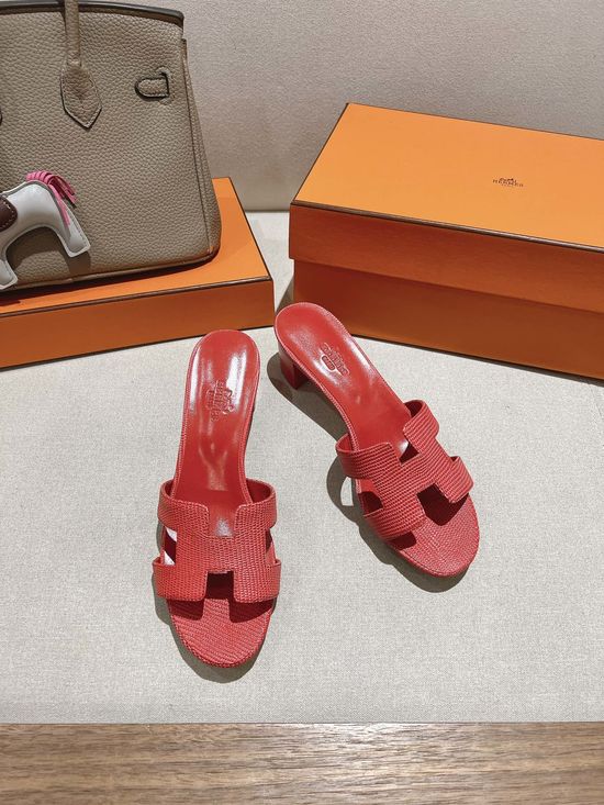 Hermes Lizard Pattern Cowhide Slide Sandals With Silk Scarf