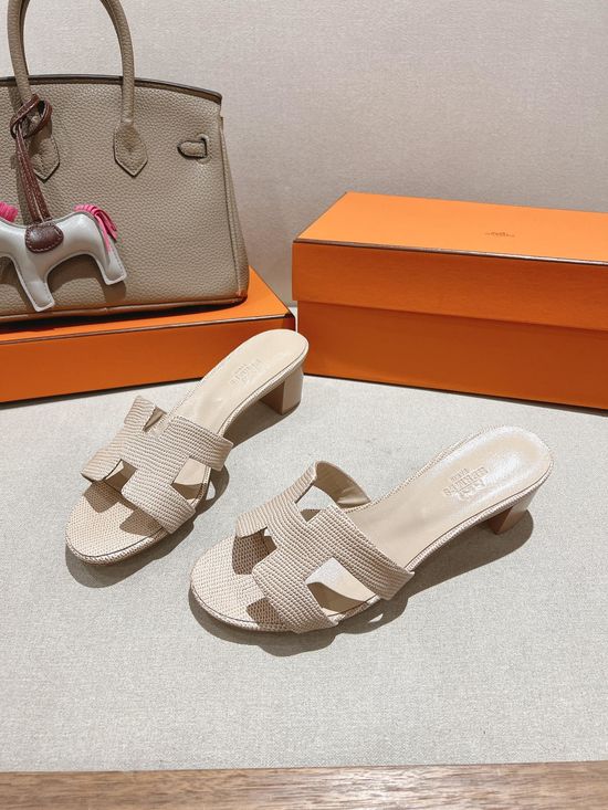 Hermes Lizard Pattern Cowhide Slide Sandals With Silk Scarf