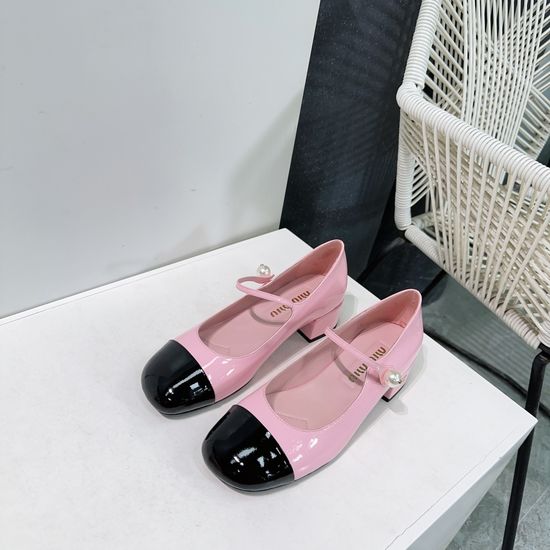 Miu Miu Patent Leather Mary Jane Shoes with Pearl Buckle