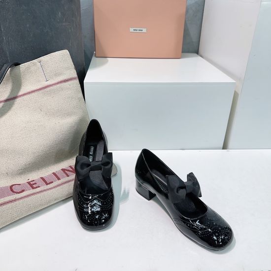 Miu Miu Patent Leather Mary Jane Shoes with Bow Detail