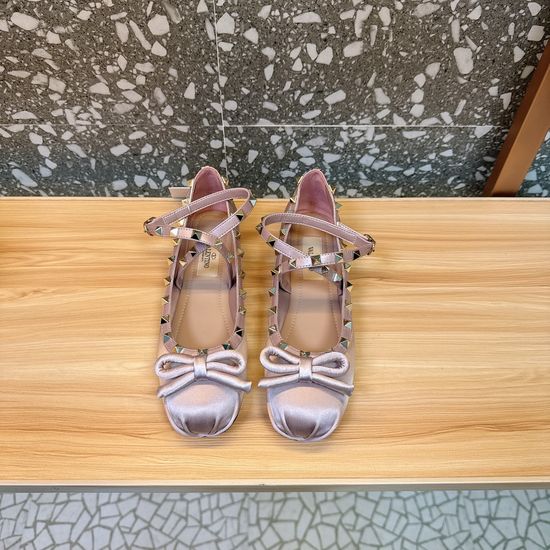 Valentino Studded Silk Leather Ballet Flats Comfortable Footwear