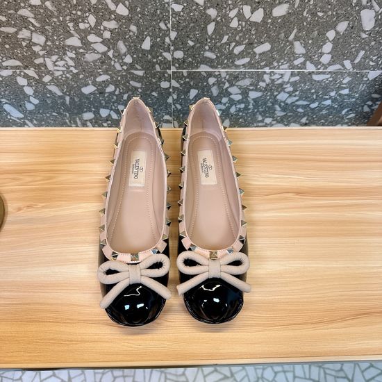 Valentino Studded Silk Leather Ballet Flats Comfortable Footwear