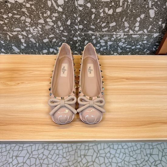 Valentino Studded Silk Leather Ballet Flats Comfortable Footwear