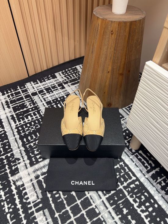 Chanel Rhinestone Suede Slingback Sandals with Leather Sole