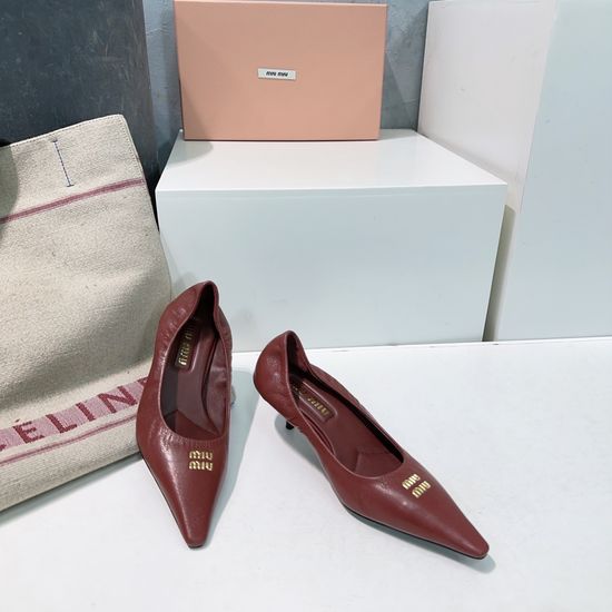 Miu Miu Pointed Toe Low Heel Leather Pumps