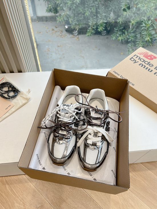 Miu Miu Mesh Panel Lace Up Comfortable Casual Sneakers