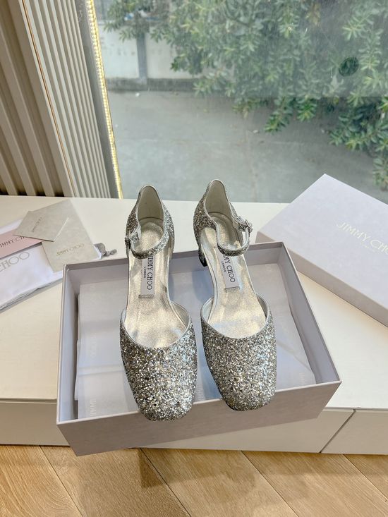 Jimmy Choo Rhinestone Pointed Toe Mary Jane High Heels