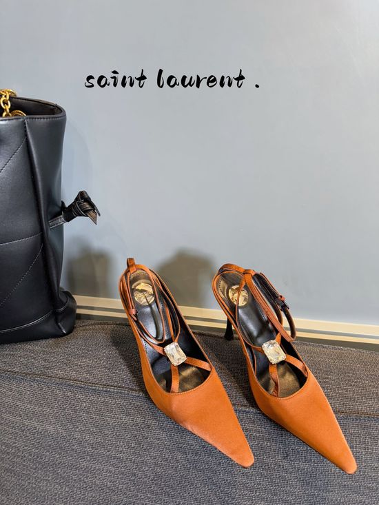 Yves Saint Laurent Chic Silk Upper Stiletto Heel Elegant Dress Shoes