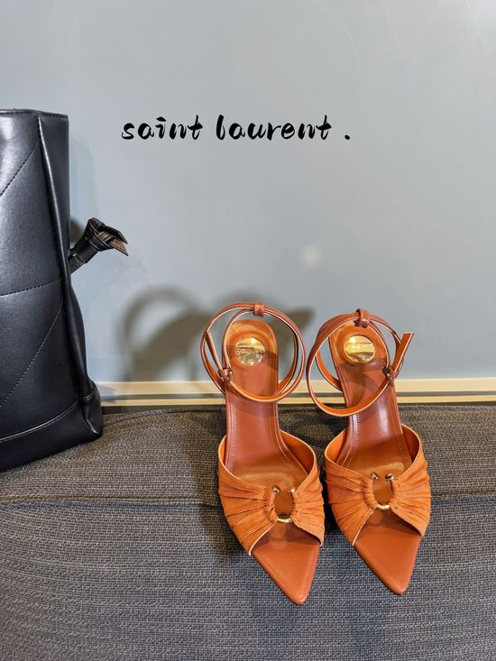 Yves Saint Laurent Elegant Fabric Upper High Heel Classic Dress Shoes
