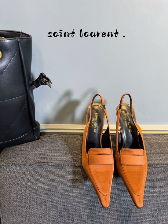 Yves Saint Laurent Elegant Silk Upper High Heel Classic Dress Shoes
