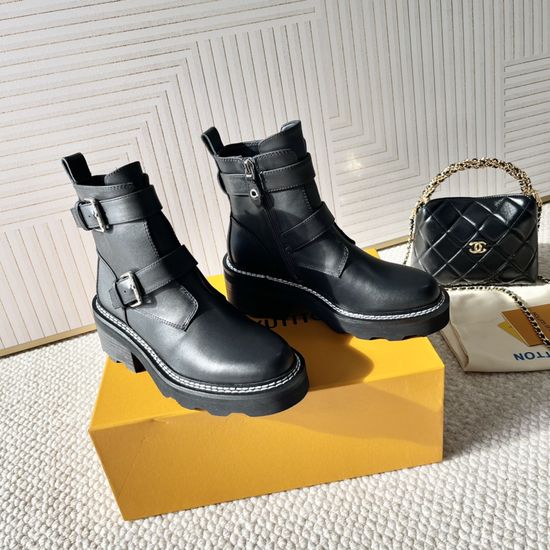 Louis Vuitton Chunky Heel Platform Chelsea Ankle Boots Non-slip Sole
