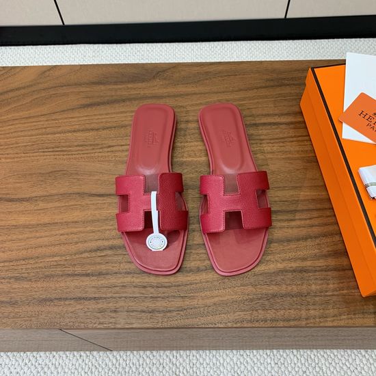 Hermes Flat Slide Sandals Epsom Leather Upper