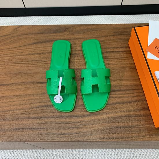 Hermes Flat Slide Sandals Epsom Leather Upper