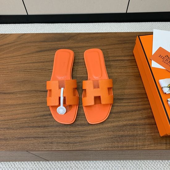 Hermes Flat Slide Sandals Epsom Leather Upper