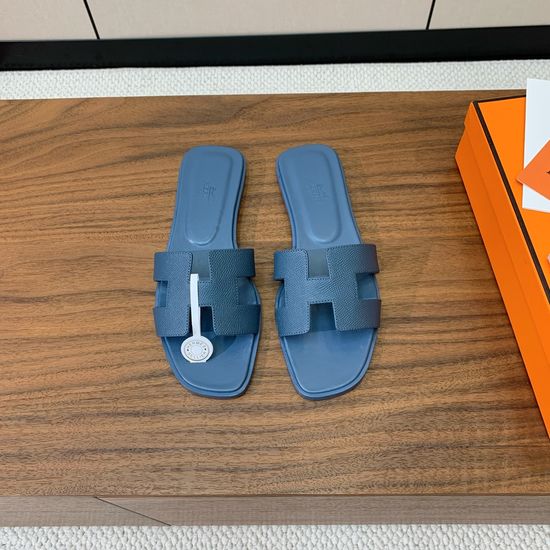 Hermes Flat Slide Sandals Epsom Leather Upper
