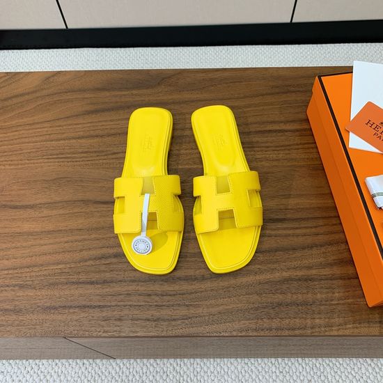 Hermes Flat Slide Sandals Epsom Leather Upper