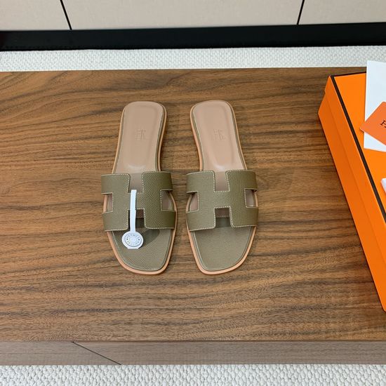 Hermes Flat Slide Sandals Epsom Leather Upper