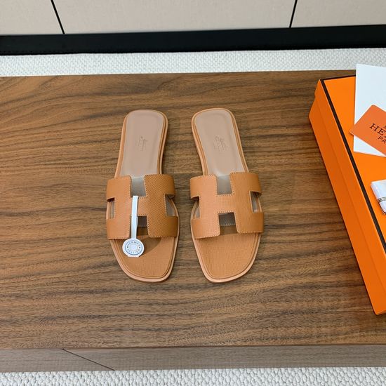 Hermes Flat Slide Sandals Epsom Leather Upper