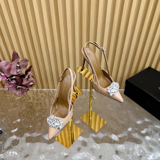 Giuseppe Zanotti Patent Leather Diamond High Heels With Leather Sole