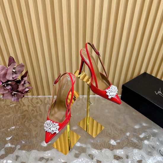 Giuseppe Zanotti Patent Leather Diamond High Heels With Leather Sole