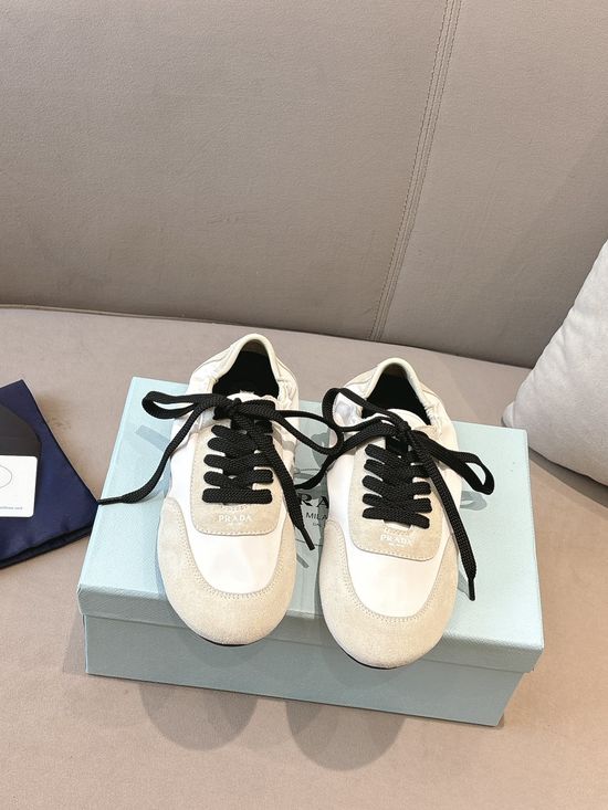 Prada White Suede Casual Training Shoes with Soft Lining