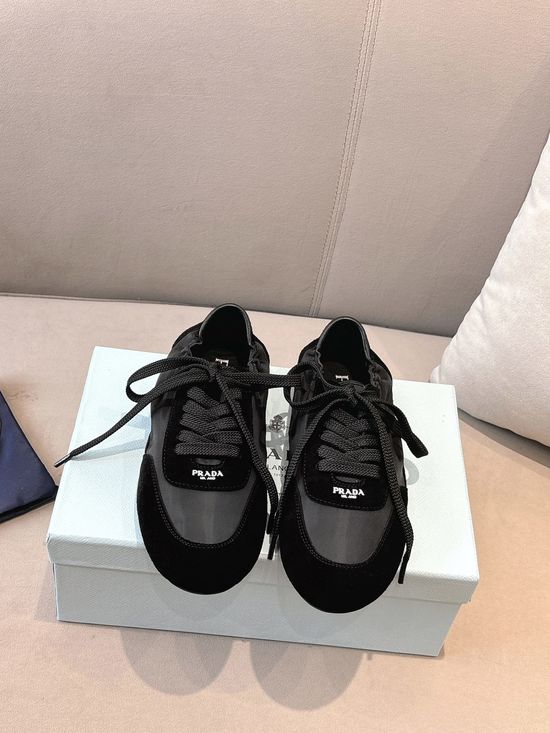 Prada Black Suede Casual Training Shoes with Soft Lining
