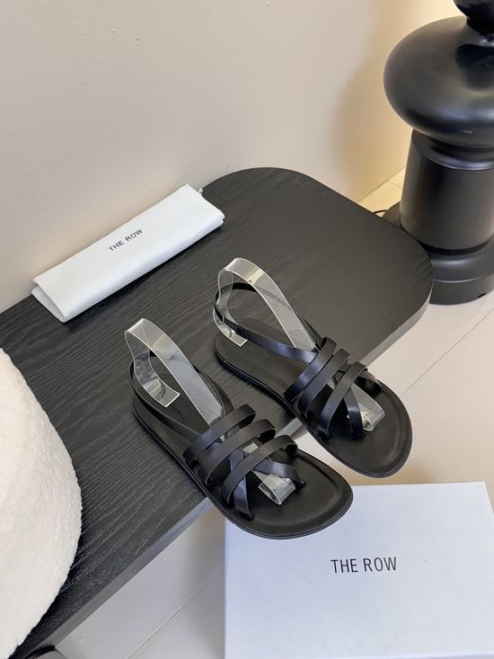The Row Minimalist Leather Flat Sandals Comfortable All-match Shoes