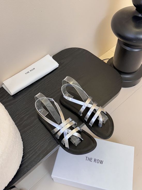 The Row Minimalist Leather Flat Sandals Comfortable All-match Shoes