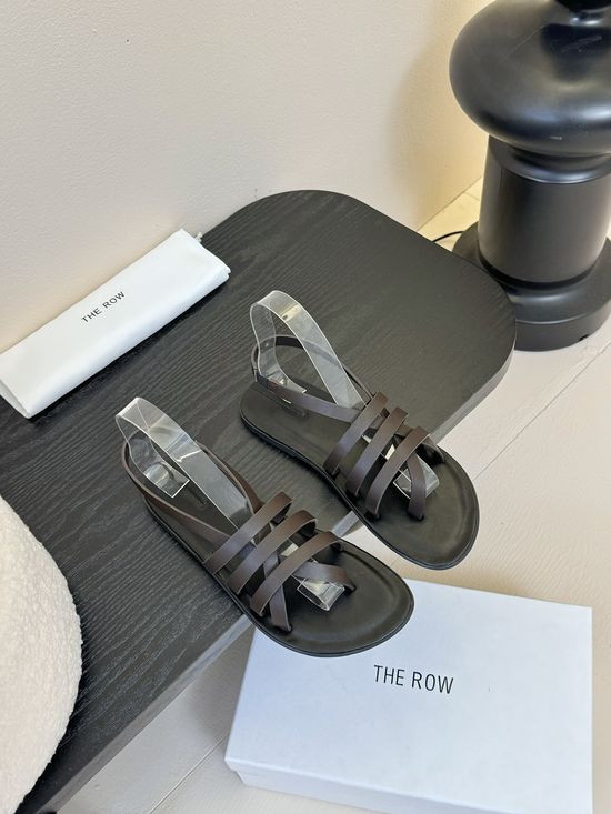 The Row Minimalist Leather Flat Sandals Comfortable All-match Shoes