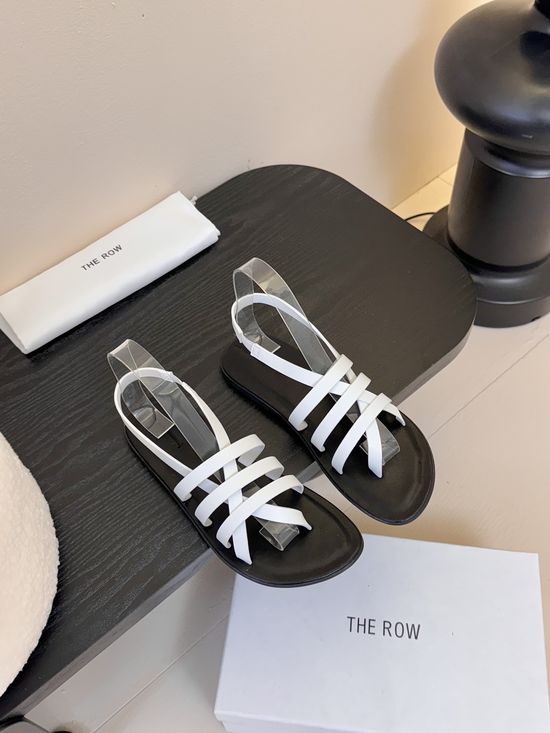 The Row Minimalist Leather Flat Sandals Comfortable All-match Shoes