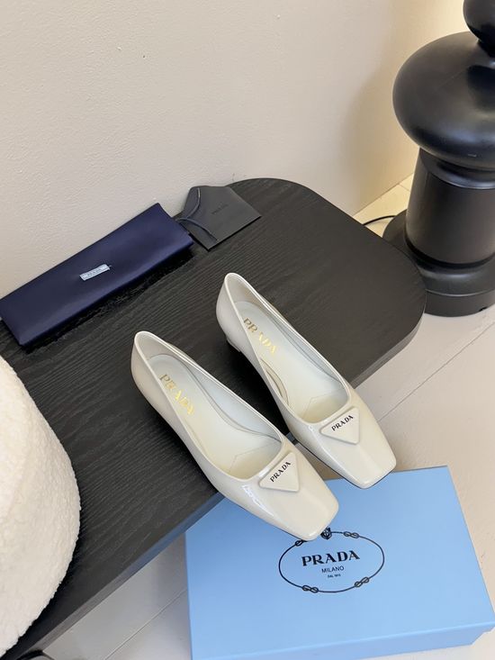 Prada Block Heel Square Toe Casual Shoes Comfortable Stylish Footwear
